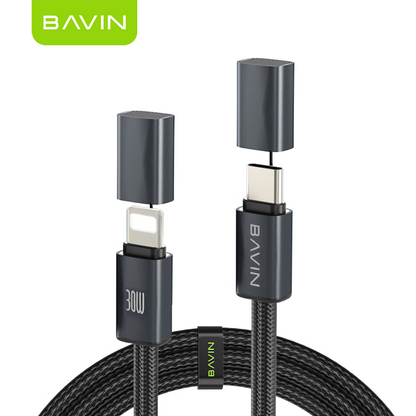 BAVIN CB427 Portable 1m 60W PD Fast Charging Magnetic Type-C Data Cable Braided for iPhone 17, Android