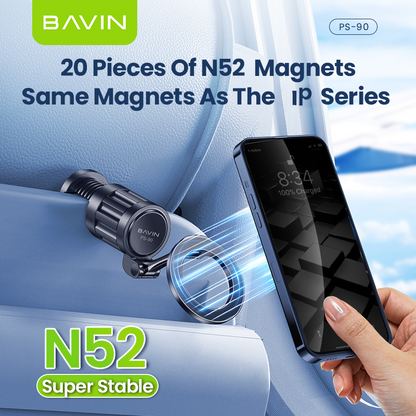 BAVIN PS90 360° Magnetic Phone Holder | Foldable Travel Mount w/ Anti-Slip Pad, Strong Grip & Hands-Free Stand
