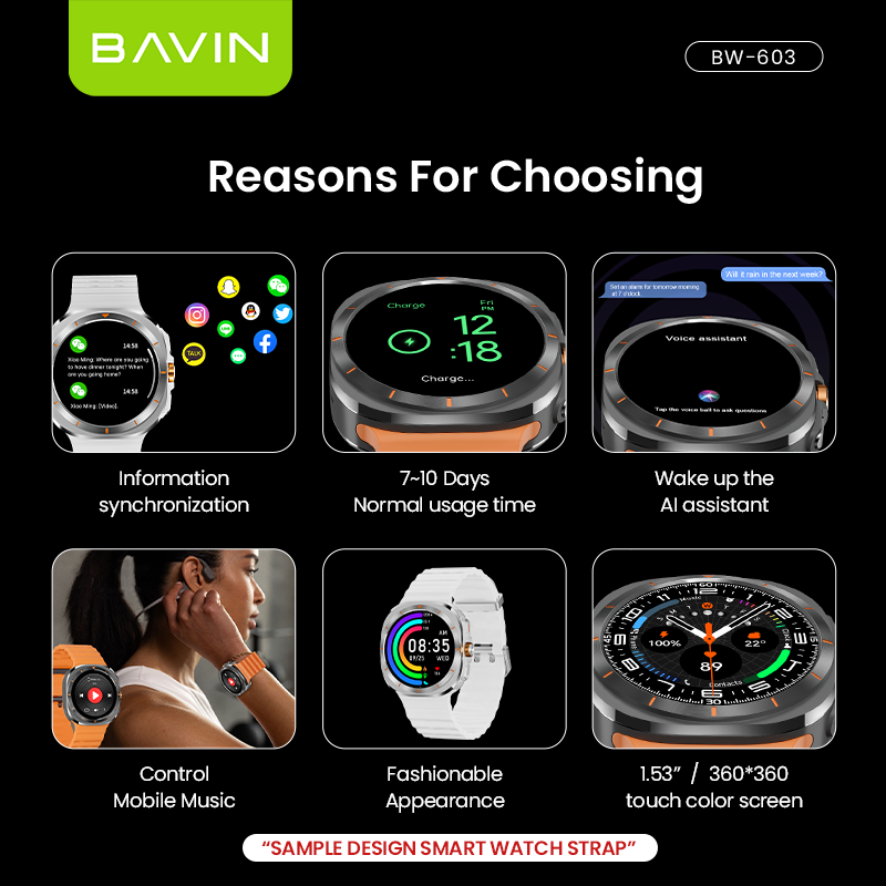 BAVIN BW-603 Smart Watch 1.53" HD Display w/ GPT AI Motion Sense NFC Heart Rate