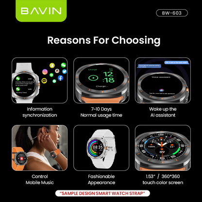 BAVIN BW-603 Smart Watch 1.53" HD Display w/ GPT AI Motion Sense NFC Heart Rate