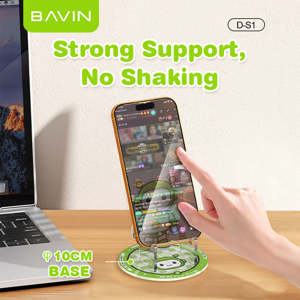 BAVIN Phone Stand Acrylic Transparent Robot Design Holder for Desk Compatible for Smartphones
