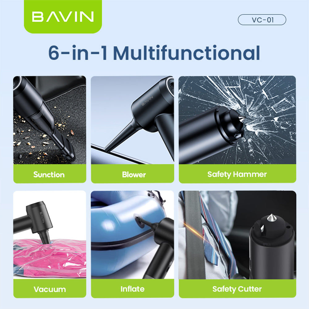 BAVIN Z-VC01 Handheld 6 in 1 Wireless Portable Wet & Dry Vacuum Cleaner 6000Pa Suction Rechargeable