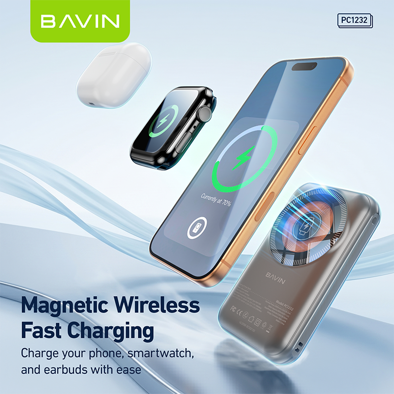 BAVIN PC1232 2in1 10000mAh Portable Game Console Magnetic Powerbank 15W w/ Dual Type-C Cable + TF Card