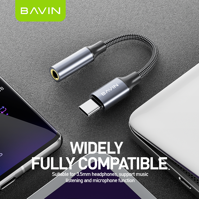 BAVIN AUX35 / AUX36 Earphone Adapter iPhone to 3.5mm & Type-C to 3.5mm | Fast Audio, Music & Calls (Bluetooth Required)