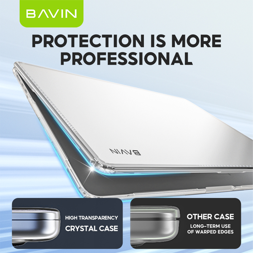 BAVIN C06 / C05 Transparent & Glossy Clear Case Anti-Scratch + Keyboard Protector For iPh Laptop for 13.3" / 13.6" / 15"