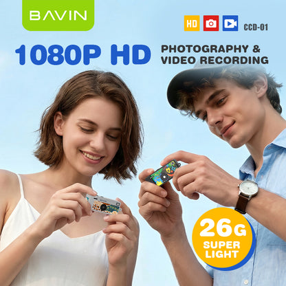 BAVIN CD01 Mini Thumb Camera 1080P HD 12MP Wide w/ Flash and Keychain | Support TF Card