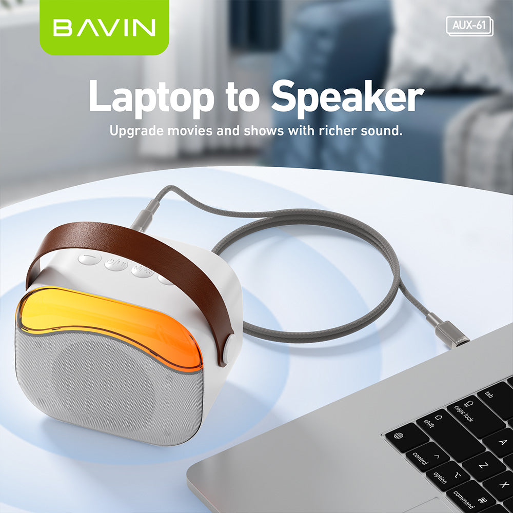 BAVIN AUX60/AUX61 1M Hi-Res Type-C / iPhone to 3.5mm AUX Audio Cable Male to Male for Headphone Headset