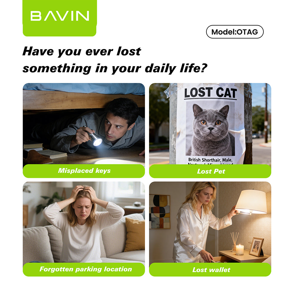 BAVIN OTAG Smart Wireless Bluetooth Finder Locator w/Built-in Buzzer &Lanyard for Android Devices