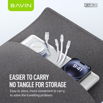 BAVIN U-CB371-3 3-in-1 Retractable Wired Charging Cable