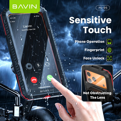 BAVIN PS95 Adjustable Waterproof Motorcycle Bike Phone Holder with 360° Rotation, Anti-Collision