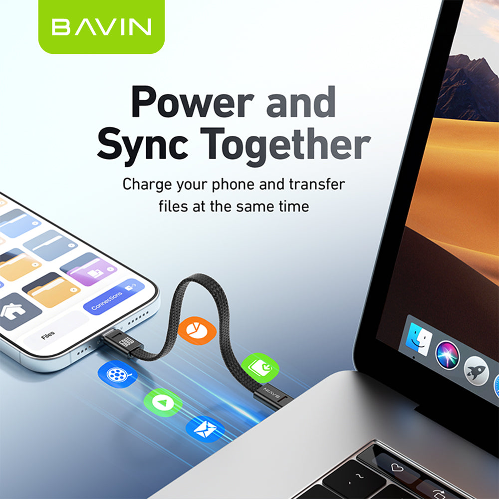 BAVIN U-CB396 60W PD Mini Fast Charging Lanyard Data Cable Type-C to Type-C & Type-C to iPh for Phone & Powerbank