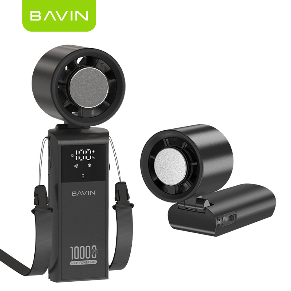 BAVIN BF019 Foldable Ultra Quiet Ice Cooling Handheld Fan 199-Speed w/ 9000mAh Powerbank + Flashlight