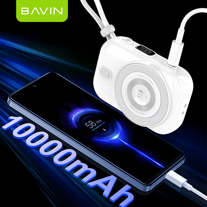 BAVIN Y-PC1130 10000mAh Docking Station Magnetic Wireless Powerbank w/ Built-in Cable