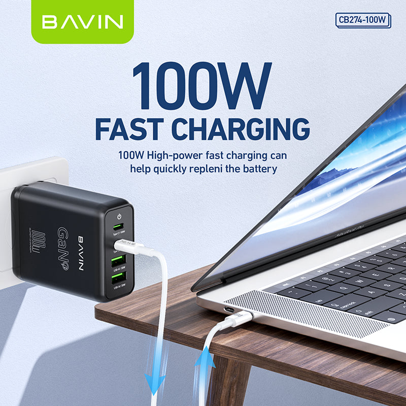 BAVIN U-CB274 100W Fast Charging Type-C Cable for Laptop & iPh 16 25cm / 30cm / 1m Data Transfer TPU Wire