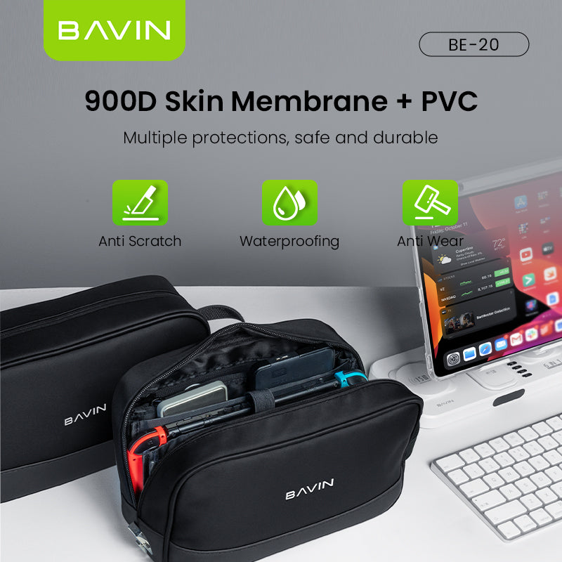 BAVIN E-BE20 Large Capacity Waterproof Bag w/ Password Lock For Earphones, USB Cables, Chargers & Digital Accessories Bag