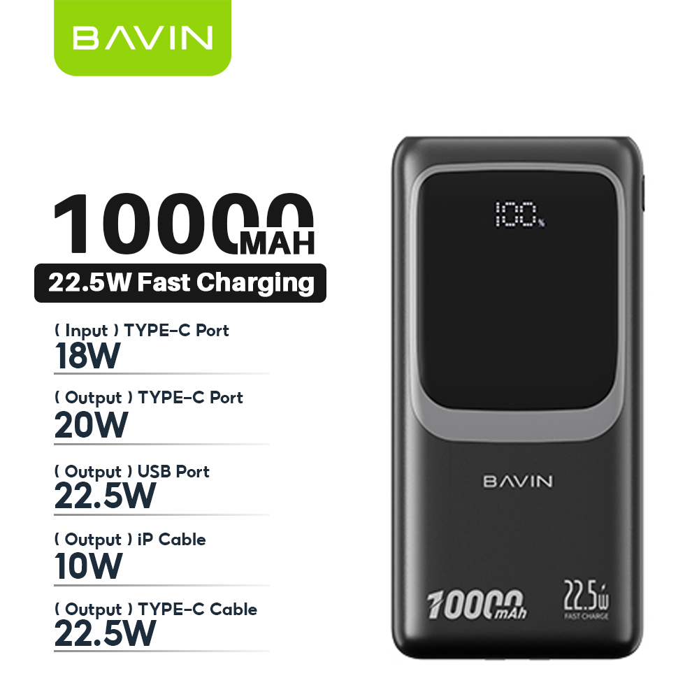 BAVIN Y-PC1030 20000mAh 22.5W Fast Charging Powerbank w/ Built-in Cable