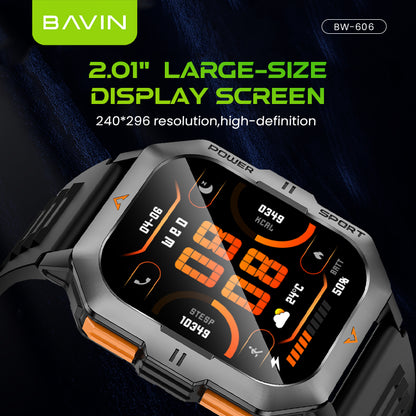 BAVIN BW606 Waterproof Sport Smart Watch 2.01" HD Display w/ AI Voice, Flashlight & Health Monitor for Smartphones