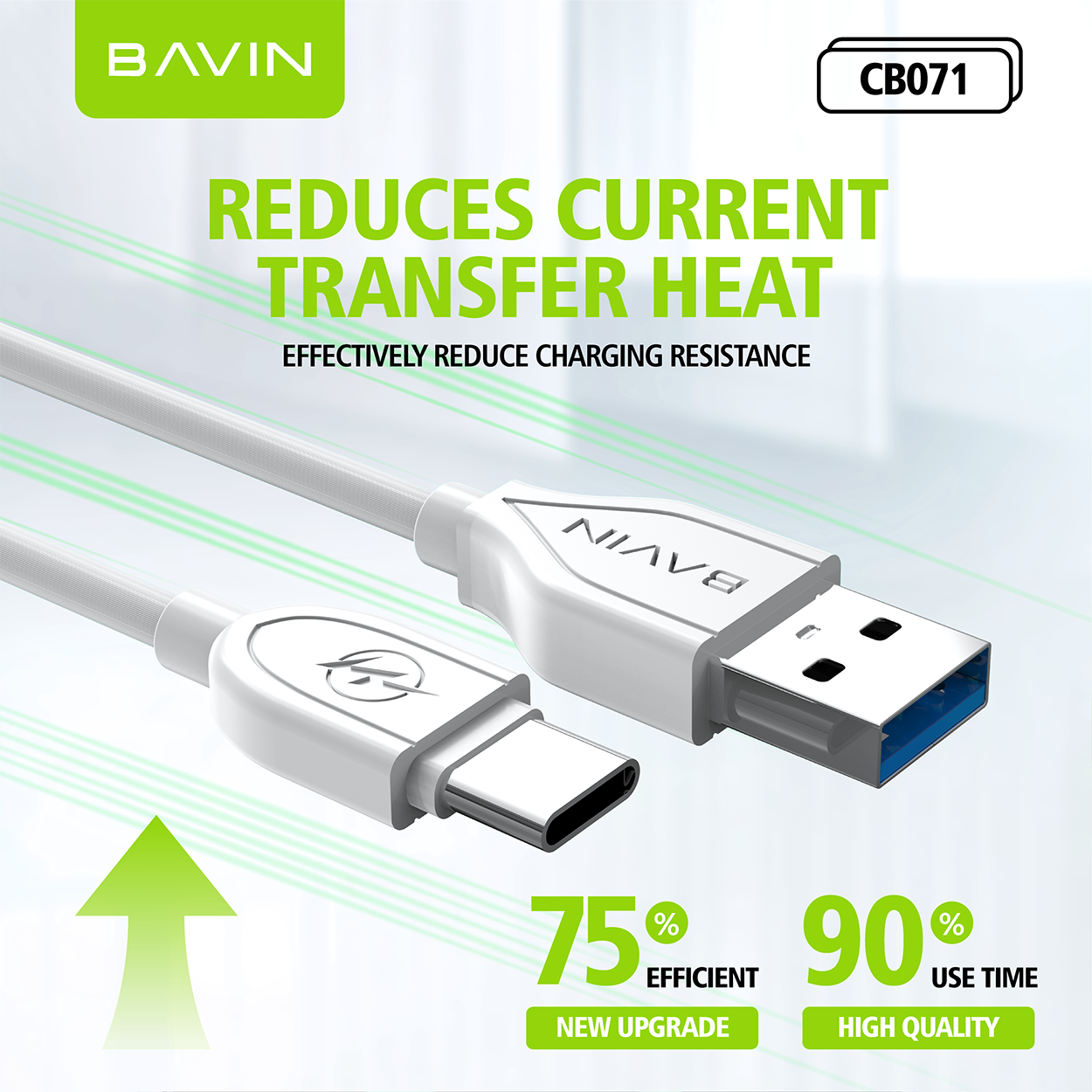 BAVIN U-CB071 QC3.0 Fast Charging Cable 18W/30W/60W Micro iPhone Type-C/V3 Mini USB iPhone 4S & P1000 0.5m-2m 2.4A Data Transfer