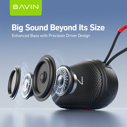 BAVIN BM31/BM32 Portable Bluetooth Speaker Big Sound Deep Bass Hi-Res Sound Audio w/1200mAh+Lanyard