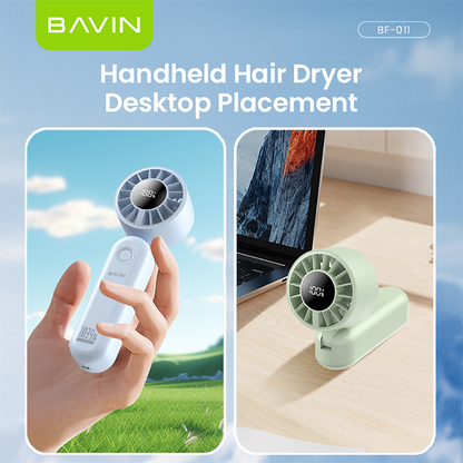 BAVIN BF-011 Portable Ultra Light Mini Handheld Foldable Turbo Fan w/ 5-Speed Wind Level & LED Display
