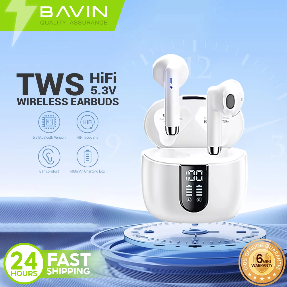 BAVIN HB-BA-58 HiFi Wireless Bluetooth Earbuds w/ Built-in Microphone