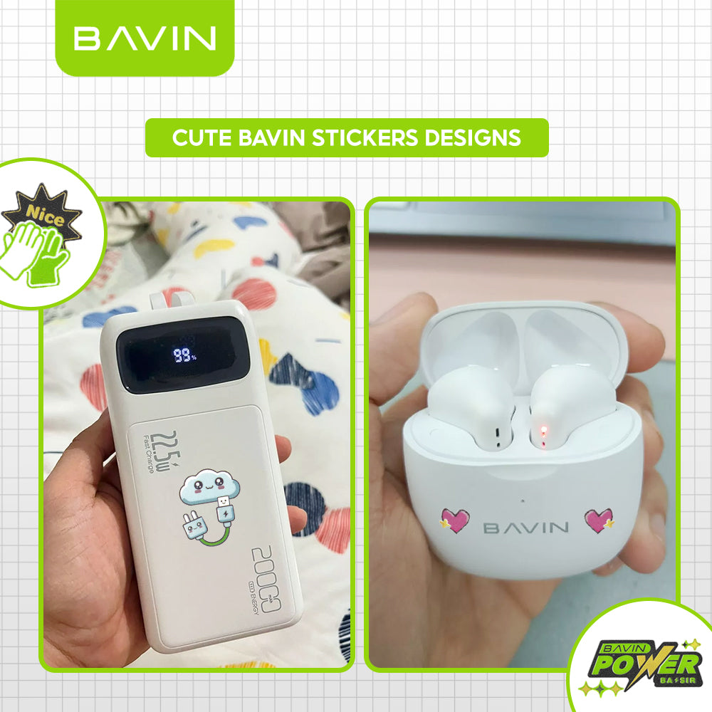 BAVIN Cute Cartoon Character Stickers Transparent DIY Decorative Sticker Suitable for Powerbank, Laptop & Smartphones