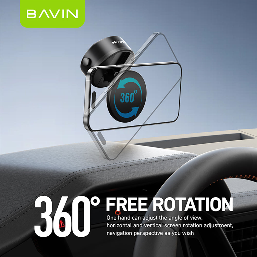 BAVIN D-S-PS75 / D-S-PS88 Magnetic Vacuum Phone Holder Stand w/ 360° Rotation & Motorized Suction Type-C Rechargeable