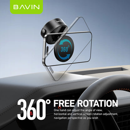BAVIN D-S-PS75 / D-S-PS88 Magnetic Vacuum Phone Holder Stand w/ 360° Rotation & Motorized Suction Type-C Rechargeable
