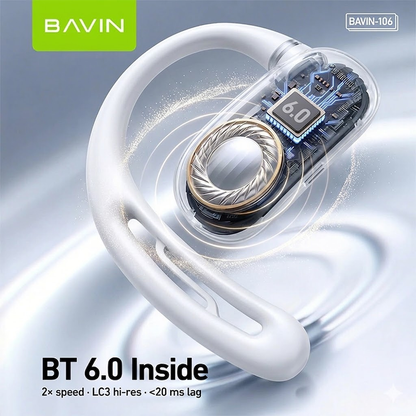 BAVIN BA106 Hi-Fi Open-Ear Wireless Bluetooth 6.0 Earbuds w/ Type-C Fast Charging for Smartphones