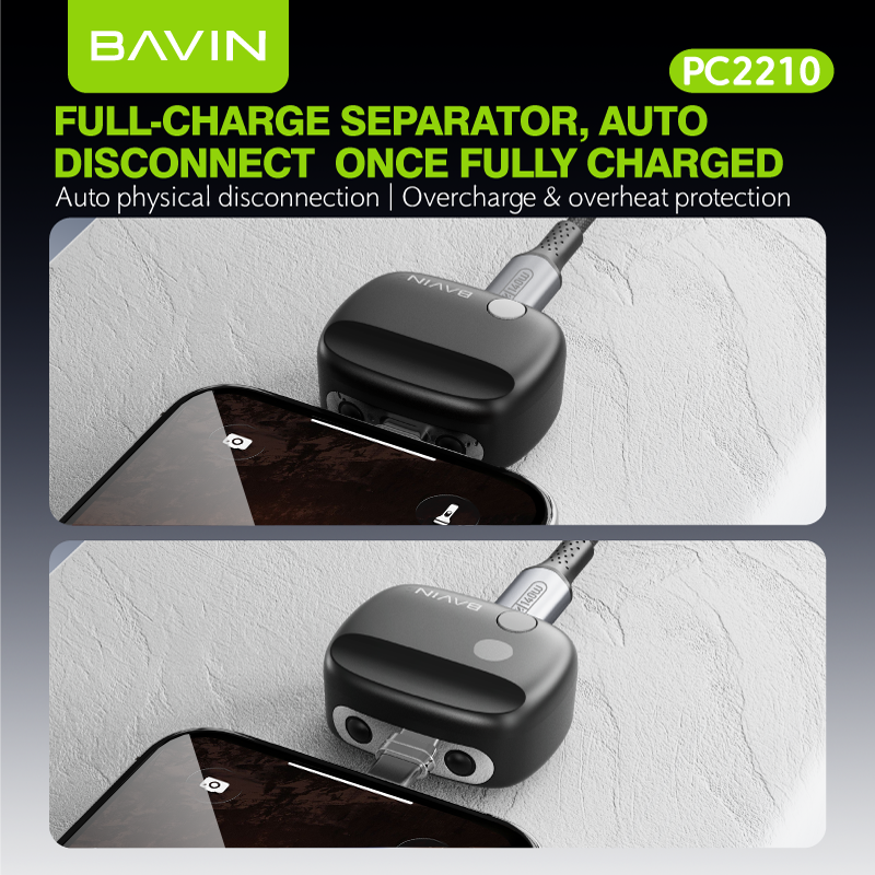 BAVIN PC2210 240W Fast Charging Type-C AI Smart Auto Cut Off Adapter for Laptops,iP & Android Phones