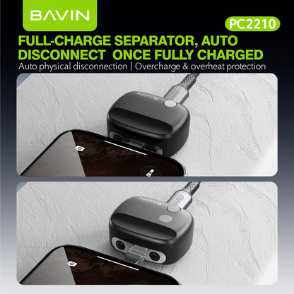 BAVIN PC2210 240W Fast Charging Type-C AI Smart Auto Cut Off Adapter for Laptops,iP & Android Phones