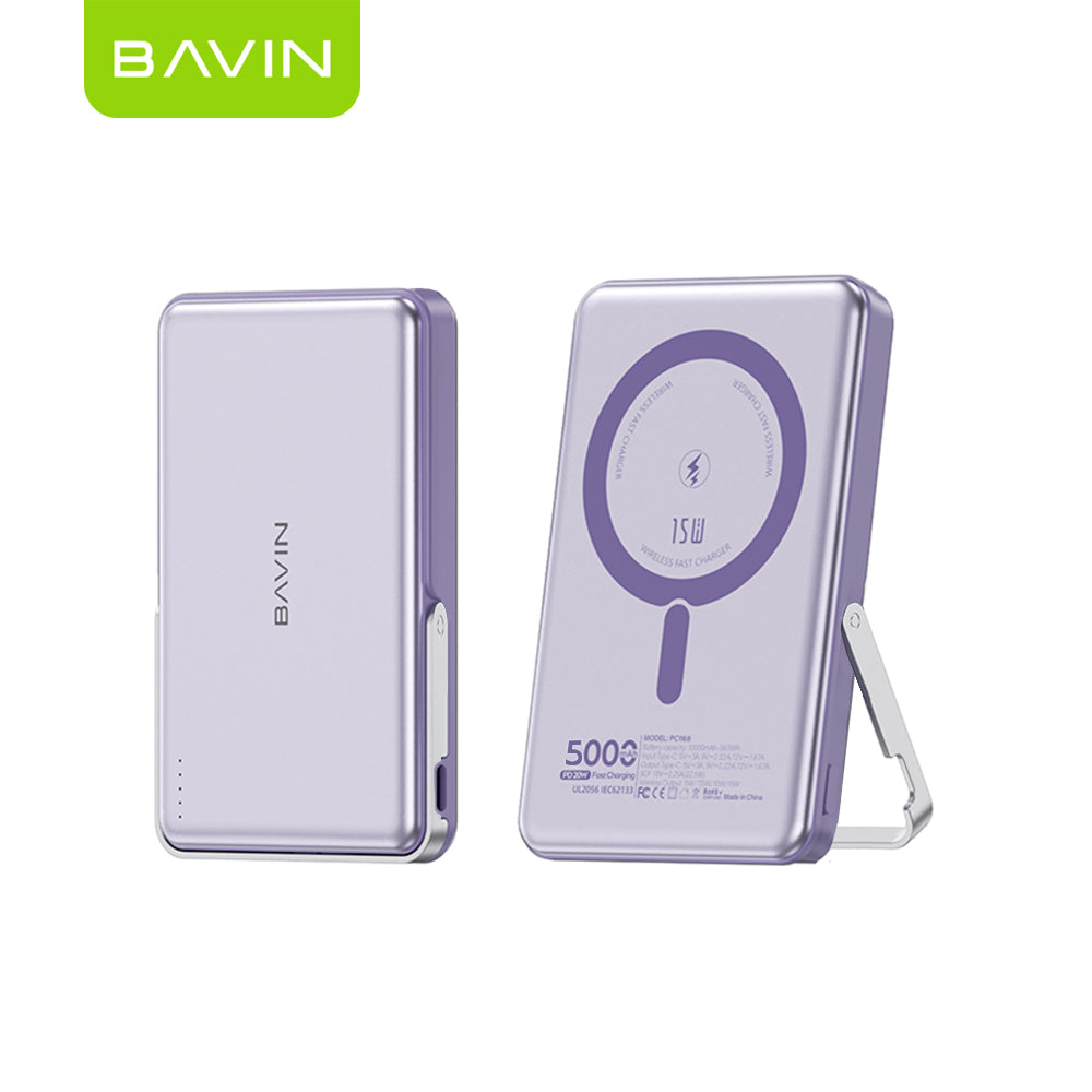 BAVIN PC1167 5000mAh / PC1168 10000mAh Portable 15W Magnetic Wireless Powerbank 22.5W+PD 20W Type-C Fast Charging w/Stand