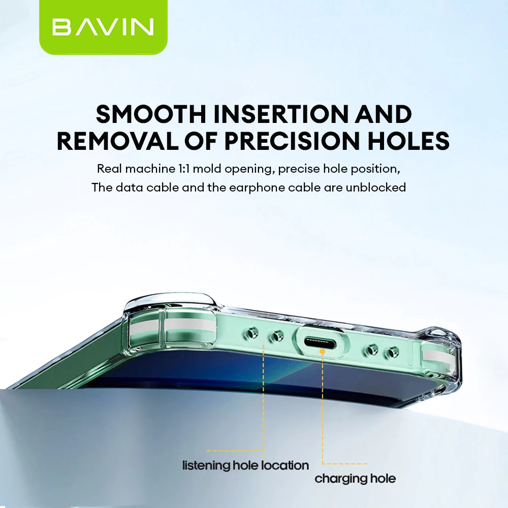 BAVIN E-FS2 Shockproof Clear Soft Silicone TPU Case Back Cover For iPhone 11-17 Pro Max Series