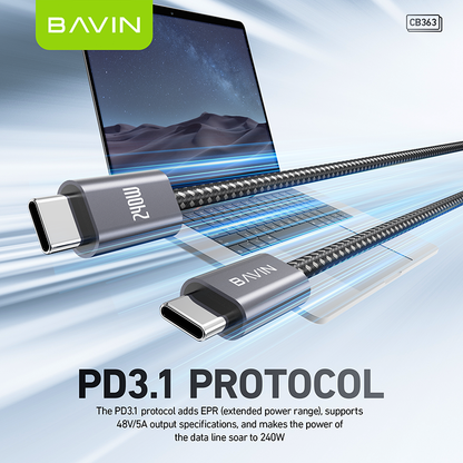 BAVIN U-CB363-CC 240W Super Fast Charging Nylon Braided Cable