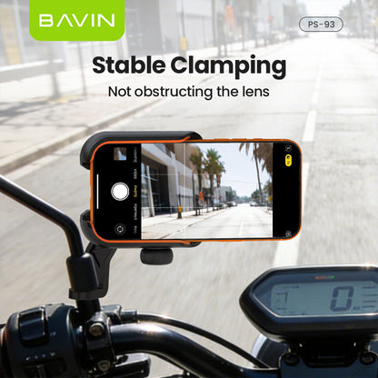 BAVIN PS93 Universal 360° Adjustable Shockproof Rearview Mirror Phone Holder Anti-Slip Mount for Motorcycle & Bike