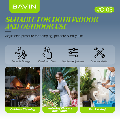 BAVIN VC05 10000mAh/VC06 4000mAh Portable Camping Electric Outdoor Shower Pump for Camping & Hiking