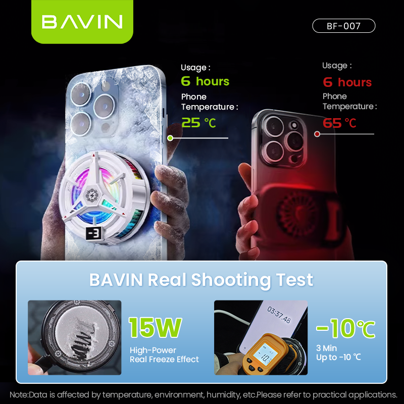 BAVIN BF-007 Magnetic Phone Gaming Cooler Portable Semiconductor Cooling Fan w/ 3 Speed Adjustment for Smartphones