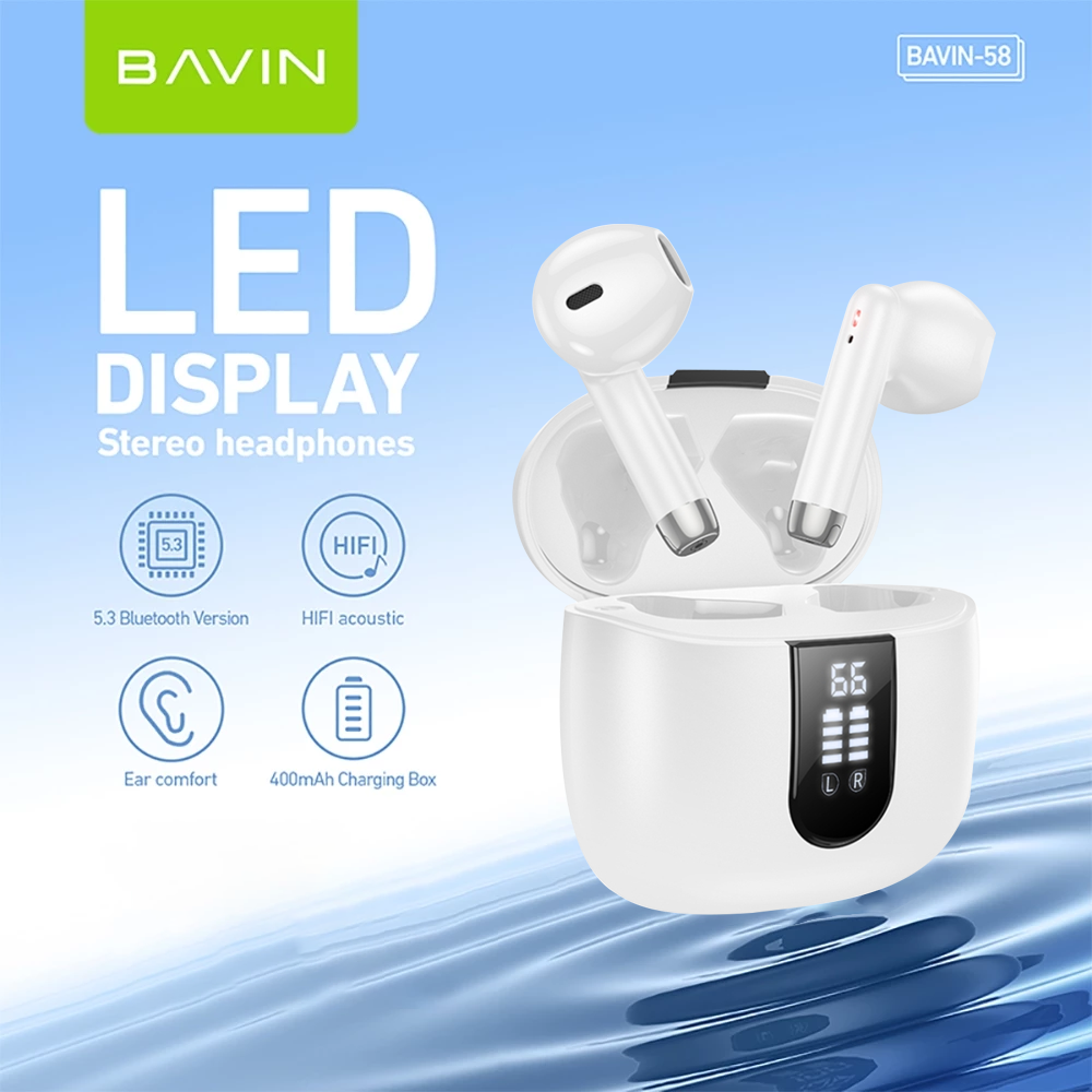 BAVIN HB-BA-58 HiFi Wireless Bluetooth Earbuds w/ Built-in Microphone