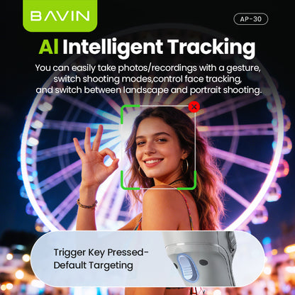 BAVIN P30/P31 Foldable Phone 3-Axis Gimbal Stabilizer w/Tripod/Fill Light/AI Smart Face Tracking