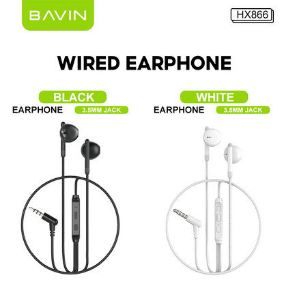 BAVIN HX866 HiFi 3.5mm & Type-C Wired Earphones w/ Mic & Volume Control