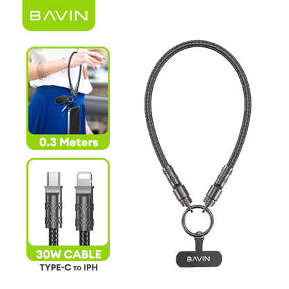 BAVIN U-CB374-XX Fast Charging Cable w/ Crossbody & Wrist Lanyard