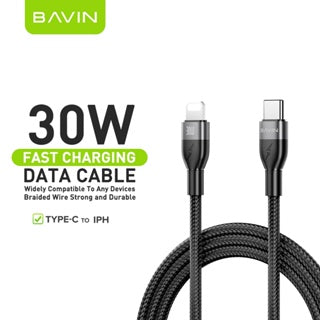 BAVIN U-CB353-XX 60W/30W/18W/12W Fast Charging Data Cable 1M Nylon Braided Cable Wire Type-C