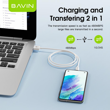 BAVIN U-CB008 12W / 18W / 20W / 60W Fast Charging Qualcomm3.0 Cable Charger High Speed Data Transfer 1/2/3 Meters Cord