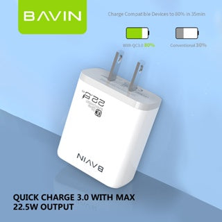 BAVIN C-PC826-XX QC3.0 Wall Charger w/ Charging Cable