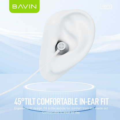 BAVIN HX873 Universal Hi-Res Audio Sound Type-C Wired Earphone Built Mic for iPhone 15-17 & Android Devices