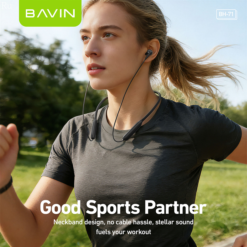 BAVIN BH71 HiFi Bluetooth 6.0 Wireless Magnetic Neckband Headphone | 15H Playtime | Game Sports Earbud