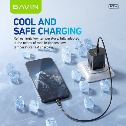 BAVIN C-PC916 30W PD Fast Charging Wall Charger w/ 1 Meter Cable for iPhone & Android (Supports 17 Series)
