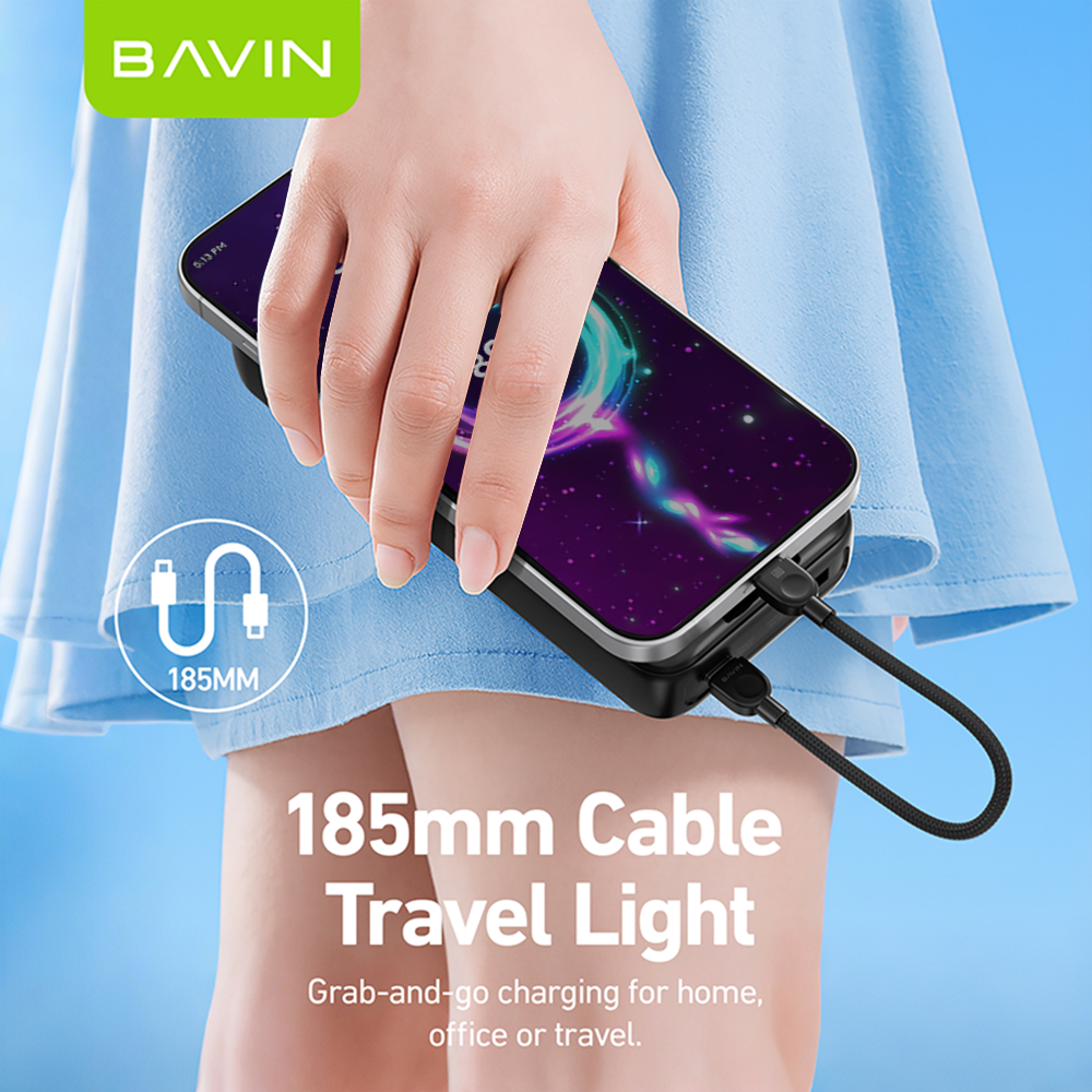 BAVIN CB411 Portable PD 60W Fast Charging 18.5cm Data Cable | Type-C to C / Type-C to iPhone | Lanyard Design Durable