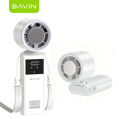 BAVIN BF019 Foldable Ultra Quiet Ice Cooling Handheld Fan 199-Speed w/ 9000mAh Powerbank + Flashlight