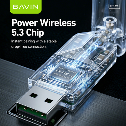 BAVIN O111 USB Bluetooth 100M Dongle Adapter Wireless Range for PC/Speaker/Laptops/Mouse/Keyboard/Music Audio Receiver